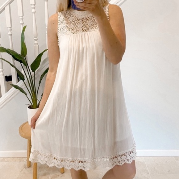 NWT LACE BOHO WHITE DRESS - Picture 1 of 10